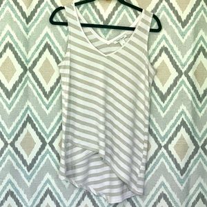 WHBM Metallic Gold and White Striped Top